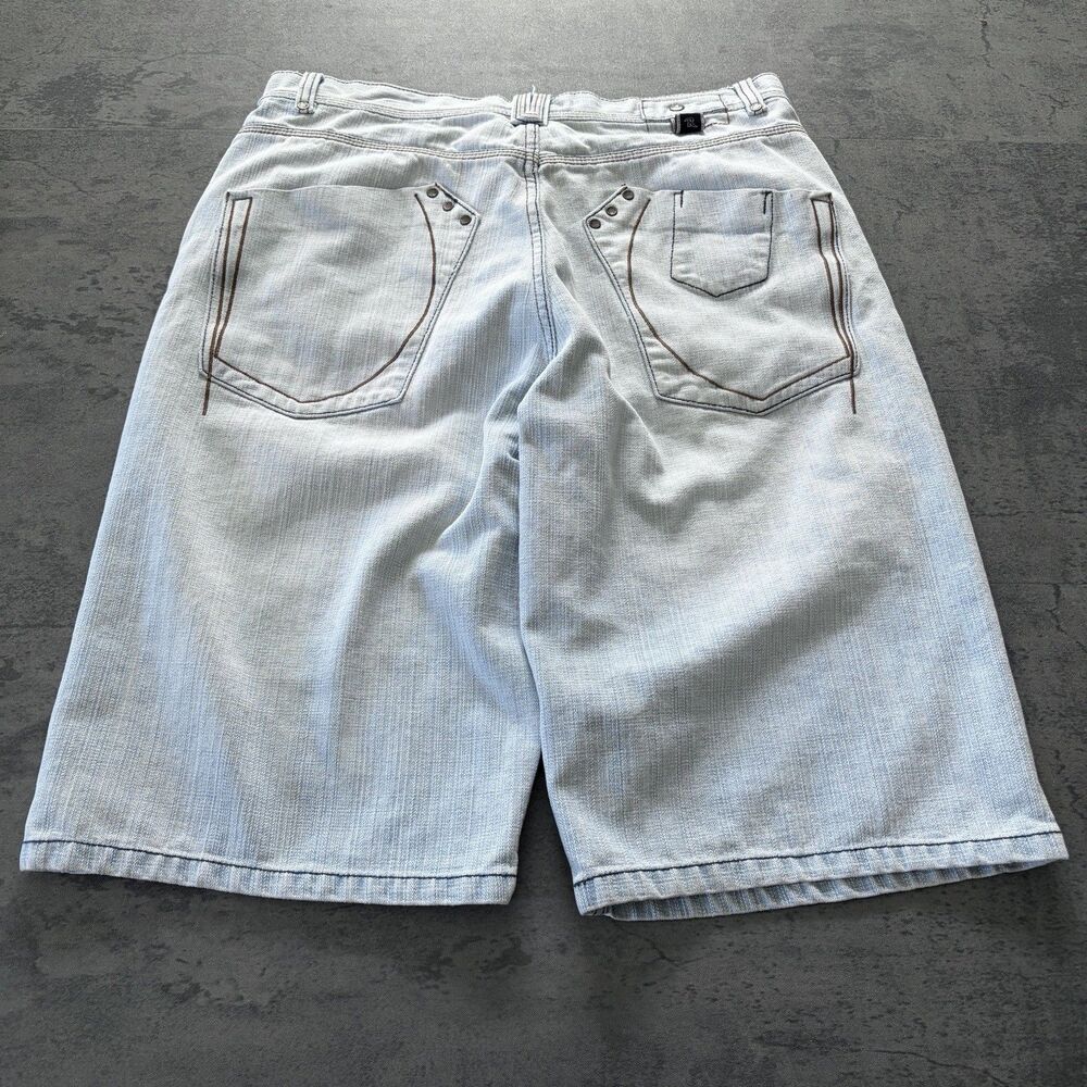 Russo  Men's Vintage Y2K Baggy Denim Shorts 36 Embroidered Grunge Hip-Hop